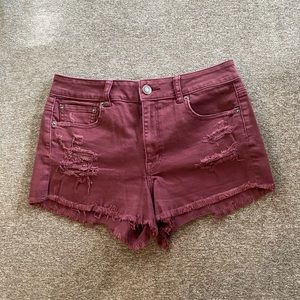 American Eagle Maroon Jean Shorts Size 10